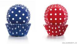 Papírové košíčky puntíkaté fialové, červené 7,5 x 4cm