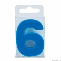 Svíčka ve tvaru číslice 6 - mini, modrá