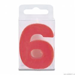 Svíčka ve tvaru číslice 6 - mini, červená