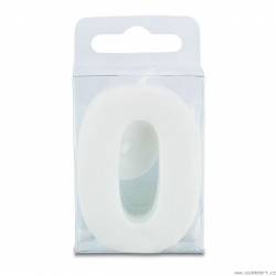 Svíčka ve tvaru číslice 0 - mini, bílá