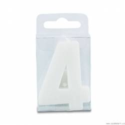 Svíčka ve tvaru číslice 4 - mini, bílá