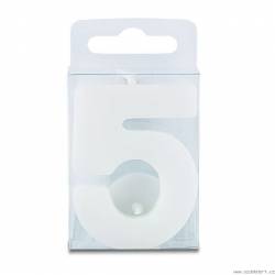 Svíčka ve tvaru číslice 5  - mini, bílá