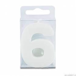 Svíčka ve tvaru číslice 6 - mini, bílá