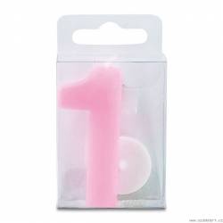 Svíčka ve tvaru číslice 1 - mini, růžová