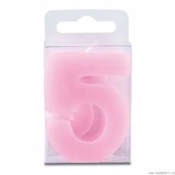 Svíčka ve tvaru číslice 5 - mini, růžová