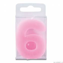 Svíčka ve tvaru číslice 6 - mini, růžová