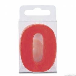 Svíčka ve tvaru číslice 0 - mini, červená