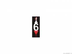 Dortová svíčka se srdíčkem číslice 6