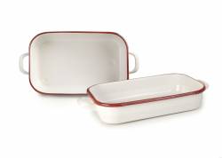 Smaltovaný pekáč červeno bílý bez víka 32cm