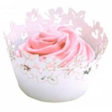 Ozdobný límec na košíčky stříbrný květiny 12ks