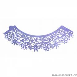 Ozdobný límec na košíčky fialový květinový 12ks