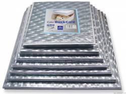 Podložka dortová stříbrná čtverec  + dortová krabice s víkem