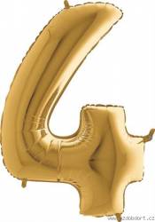 Nafukovací balónek číslo 4 zlatý 102cm extra velký