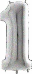 Nafukovací balónek číslo 1 holografický 102cm extra velký