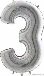 Nafukovací balónek číslo 3 holografický 102cm extra velký