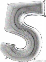 Nafukovací balónek číslo 5 holografický 102cm extra velký