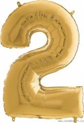 Nafukovací balónek číslo 2 zlatý 66cm