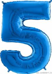 Nafukovací balónek číslo 5 modrý 102cm extra velký