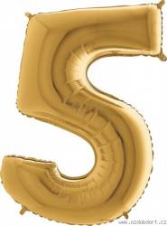 Nafukovací balónek číslo 5 zlatý 102cm extra velký