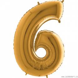 Nafukovací balónek číslo 6 zlatý 102cm extra velký