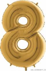 Nafukovací balónek číslo 8 zlatý 102cm extra velký