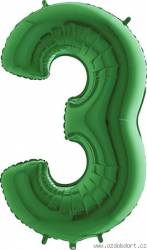 Nafukovací balónek číslo 3 zelený 102cm extra velký