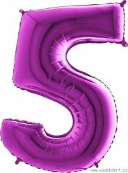 Nafukovací balónek číslo 5 fialový 102cm extra velký