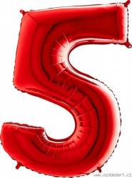 Nafukovací balónek číslo 5 červený 102cm extra velký