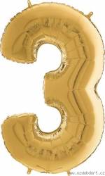 Nafukovací balónek číslo 3 zlatý 66cm