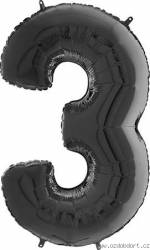 Nafukovací balónek číslo 3 černý 66cm