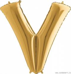 Nafukovací balónek písmeno V zlaté 102 cm