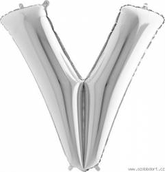 Nafukovací balónek písmeno V stříbrné 102 cm