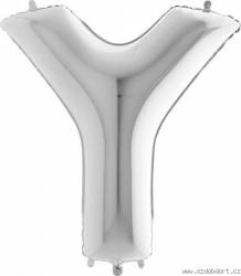 Nafukovací balónek písmeno Y stříbrné 102 cm