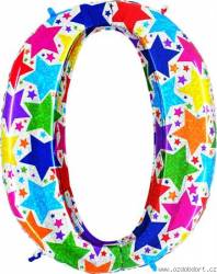 Nafukovací balónek číslo 0 barevné hvězdičky 102cm extra velký