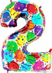 Nafukovací balónek číslo 2 barevné balónky 102cm extra velký