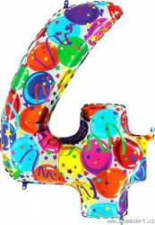 Nafukovací balónek číslo 4 barevné balónky 102cm extra velký