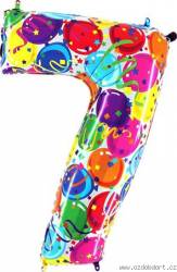 Nafukovací balónek číslo 7 barevné balónky 102cm extra velký