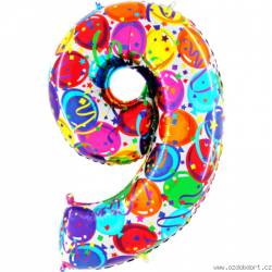 Nafukovací balónek číslo 9 barevné balónky 102cm extra velký