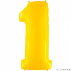 Nafukovací balónek číslo 1 žlutý 102cm extra velký