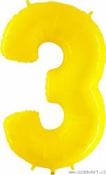 Nafukovací balónek číslo 3 žlutý 102cm extra velký