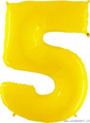 Nafukovací balónek číslo 5 žlutý 102cm extra velký