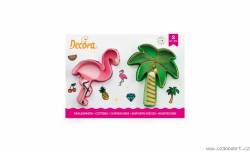 Plameňák a palma plastové vykrajovátko set 2 ks