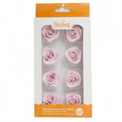 Cukrové růže růžové 8ks