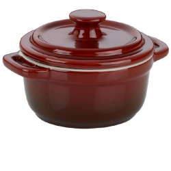 Pekáč MALIN vč.poklice, keramika, červená, O10cm x v8cm