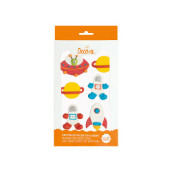 Cukrové zdobení na dort vesmír UFO 6ks