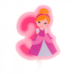 Svíčka na dort číslice tři princezna 7cm