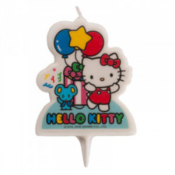Svíčka na dort Hello Kitty 7cm s myškou a balónky