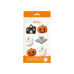 Cukrová dekorace Halloween dýně duch a strašidelný kostel 6ks