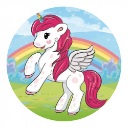 Jedlý papír na dort jednorožec a duha 20cm