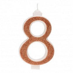 Svíčka na dort 12cm třpytivá zlatá číslo 8